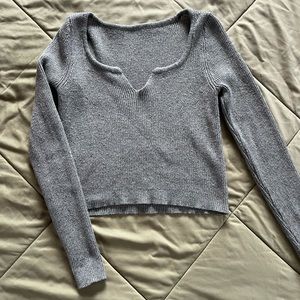 Gray sweater T-shirt, V-neck